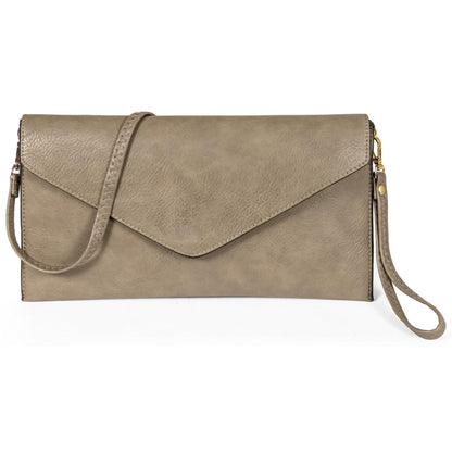 Piper - Vegan Leather Clutch Wristlet with Detachable Strap, Evening Purse Bag