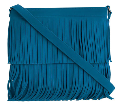 Ashley - Genuine Italian Suede Leather Fringe Shoulder Bag Handmade in Florence Tuscany