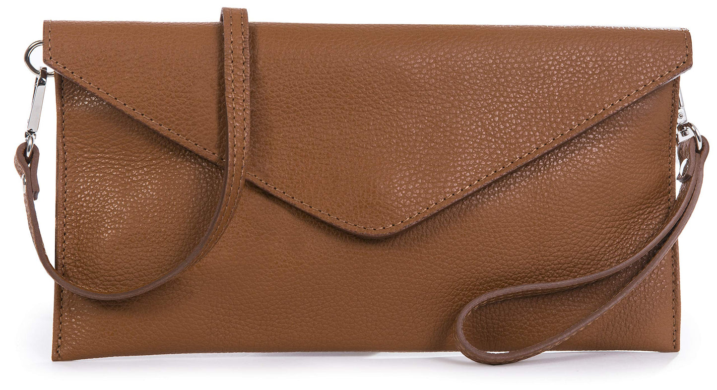 Thea - Genuine Italian Leather Clutch, Crossbody & Wristlet Bag Handmade in Florence