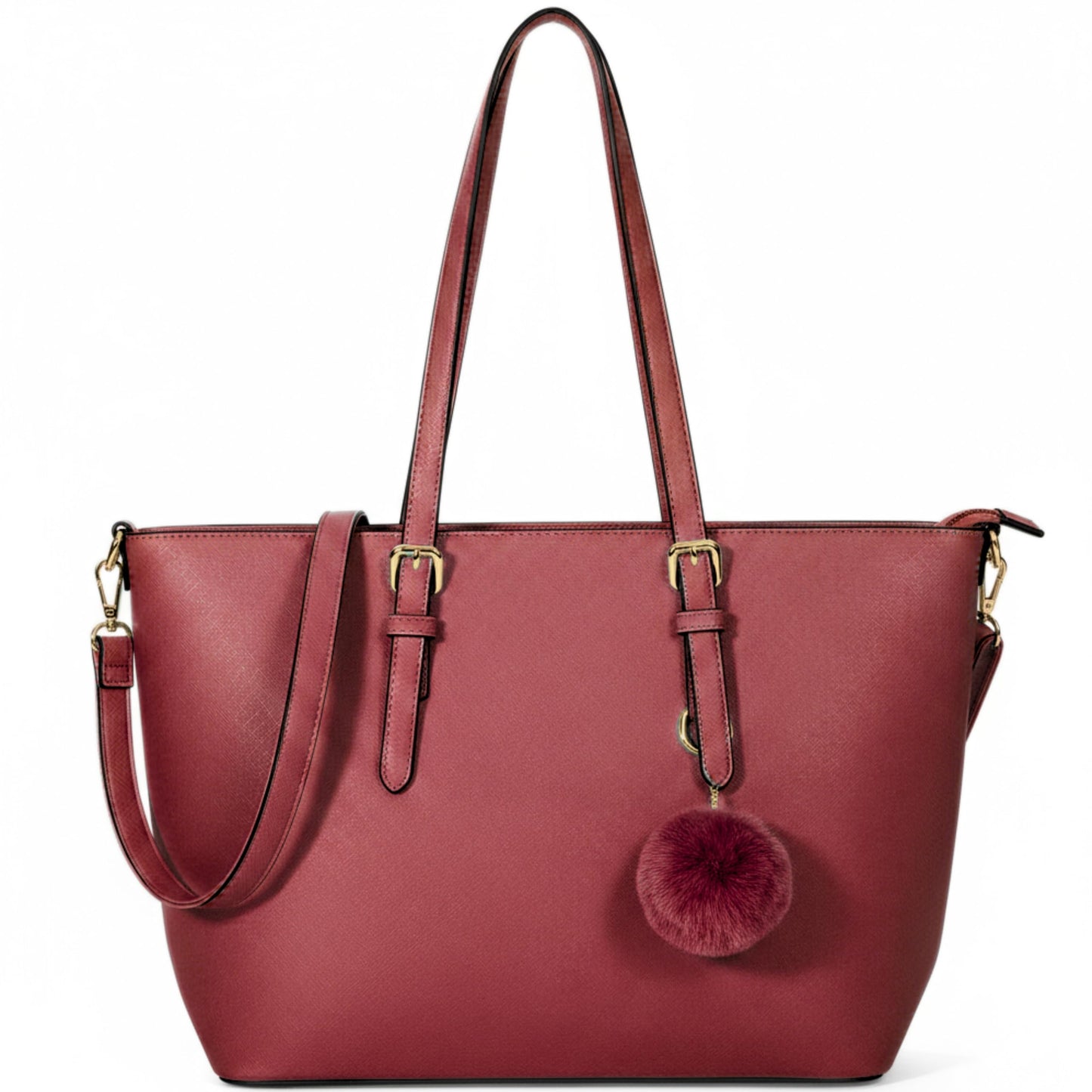 Elora - Sofiana Leather-Look Tote Bag for - Structured Handbag with Pom Pom Charm