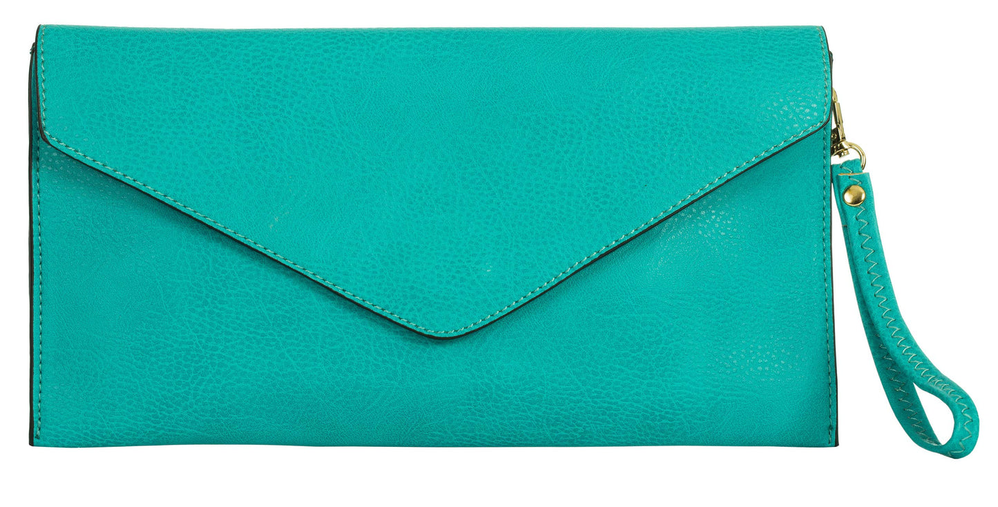 Piper - Vegan Leather Clutch Wristlet with Detachable Strap, Evening Purse Bag