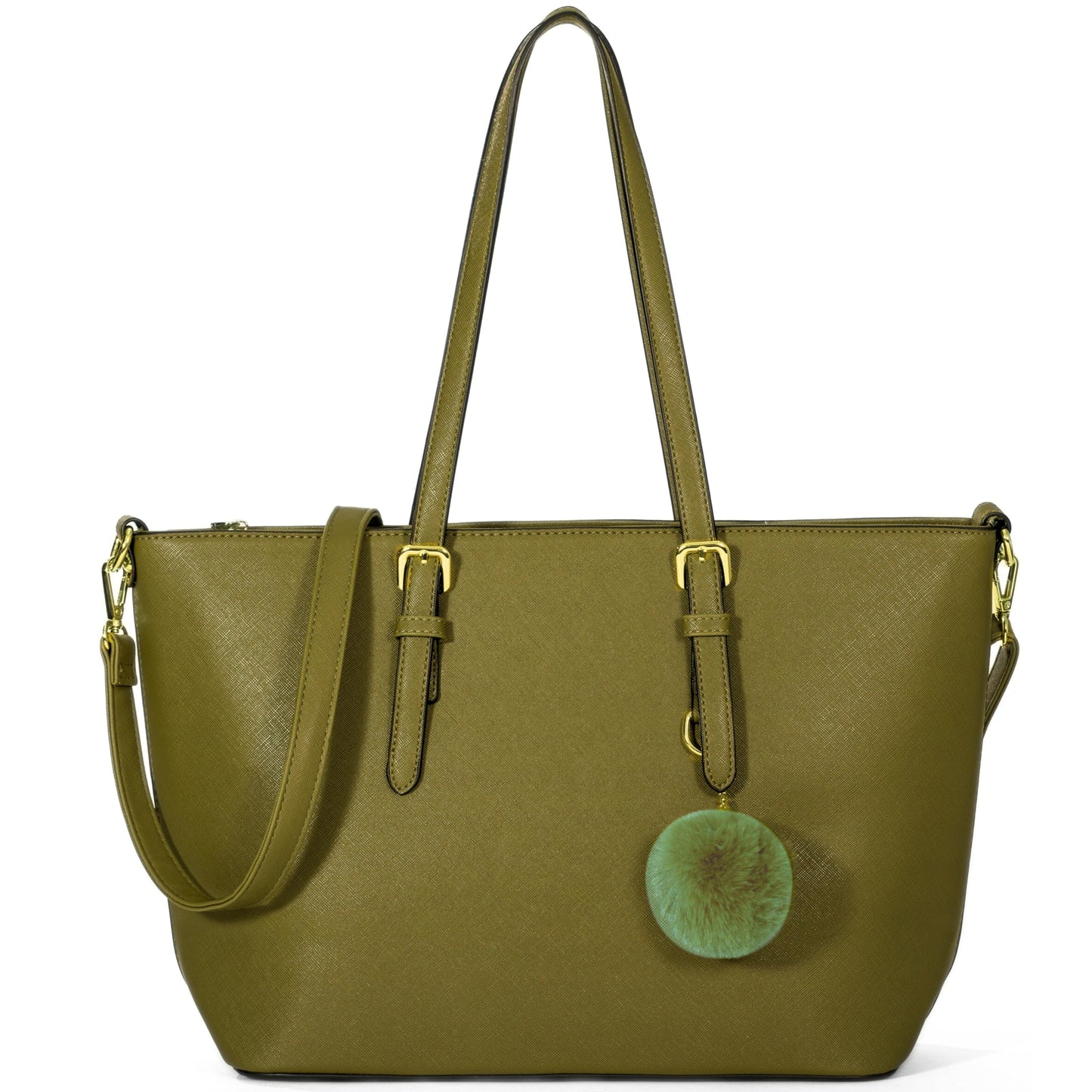 Elora - Sofiana Leather-Look Tote Bag for - Structured Handbag with Pom Pom Charm