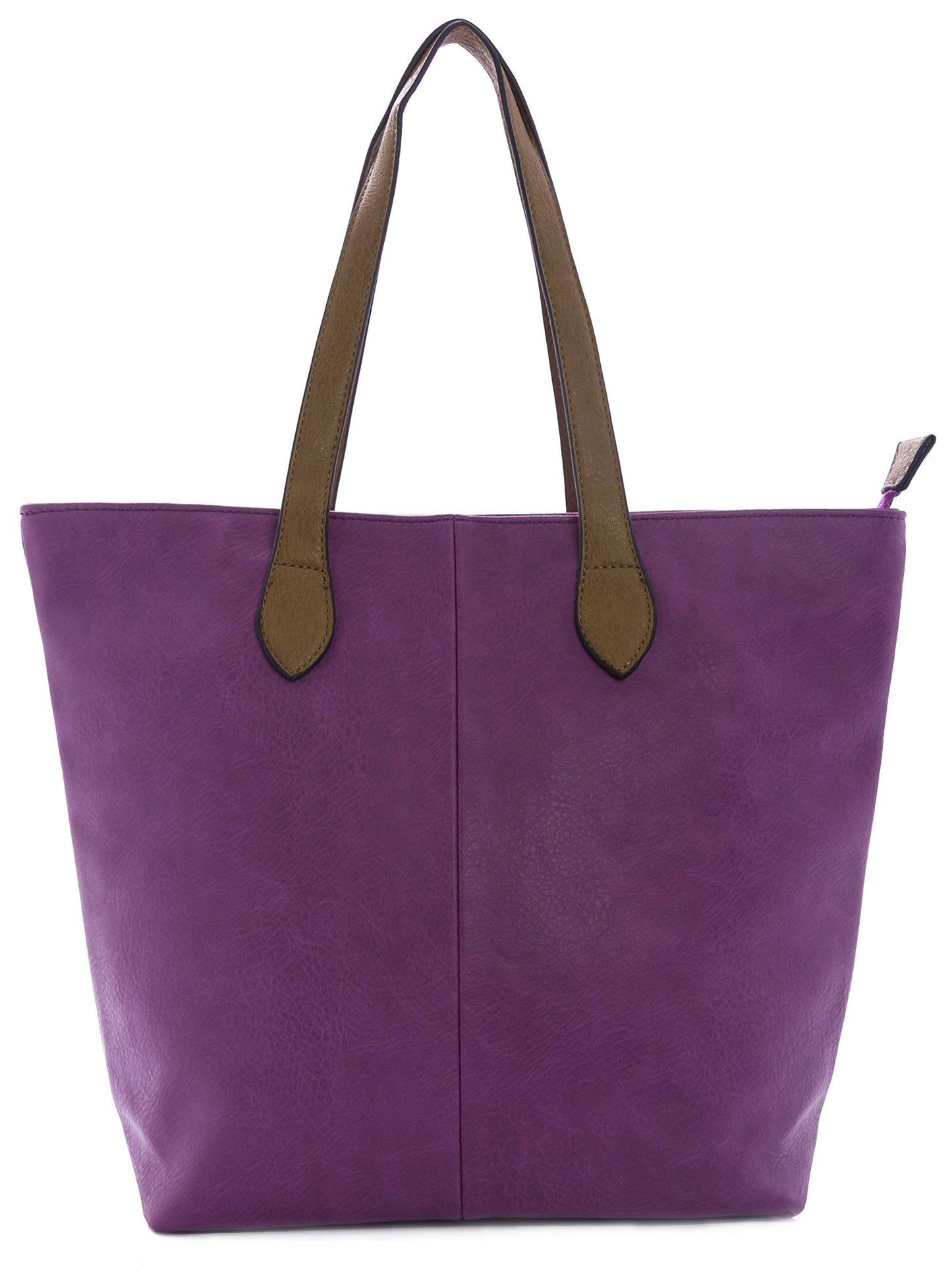 Brook - Medium Vegan Leather Shoulder Tote Bag with Zip Closure & Lightweight Design