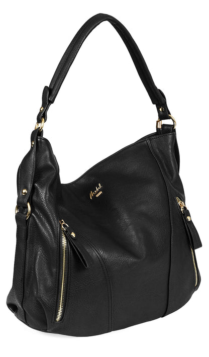 Paula - Large Vegan Leather Shoulder Tote Bag with Multiple Compartments