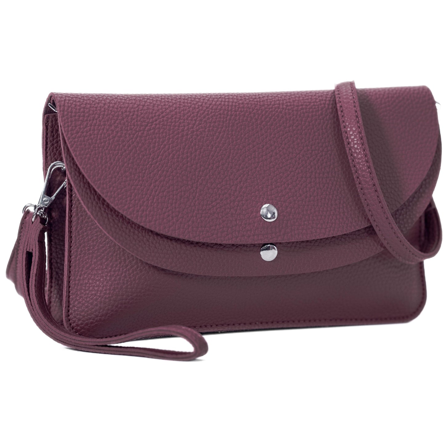 Lilly - Small 3-in-1 Vegan Leather Wristlet Clutch Crossbody Bag with Silver Hardware