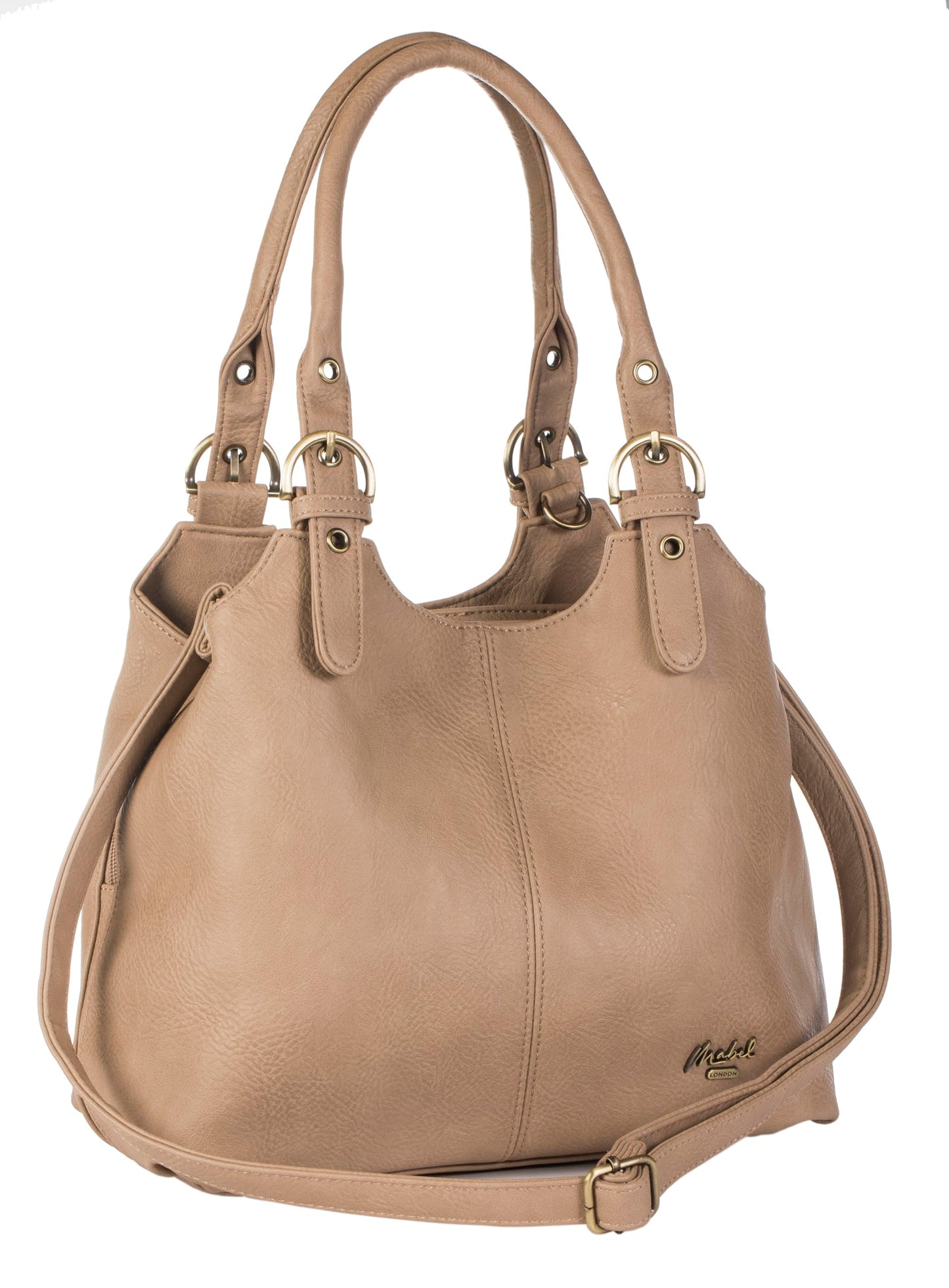 Amelia - Large Vegan Leather Shoulder Tote with Zip Closure & Spacious Organised Interior
