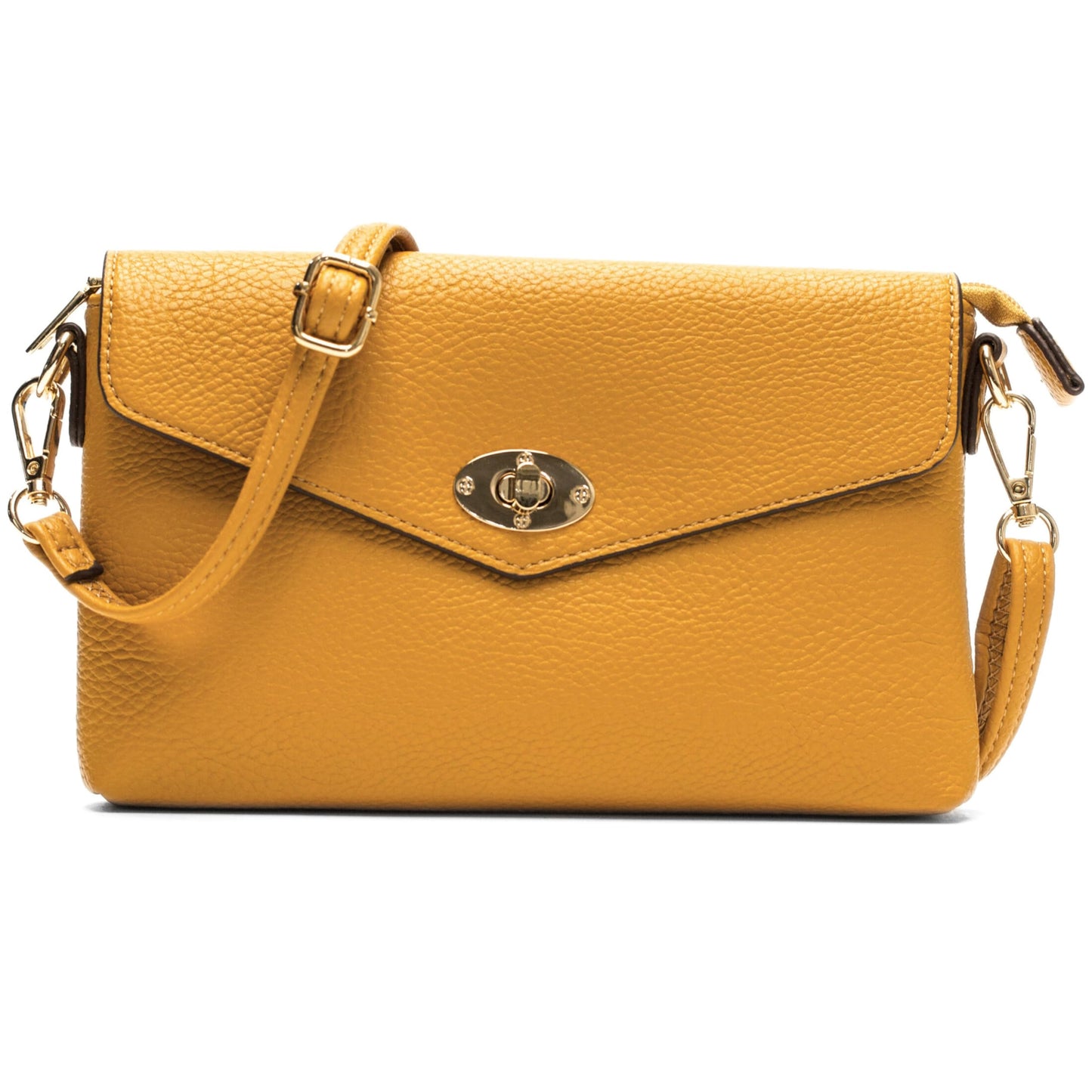 Mira - Small Vegan Leather Crossbody Clutch Bag with Twist Lock & Zip Closure