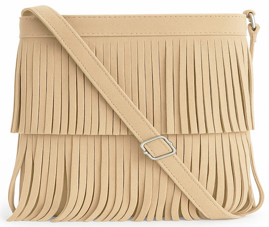 Robin - Genuine Italian Suede Leather Small Tassel Crossbody Bag Handmade in Florence