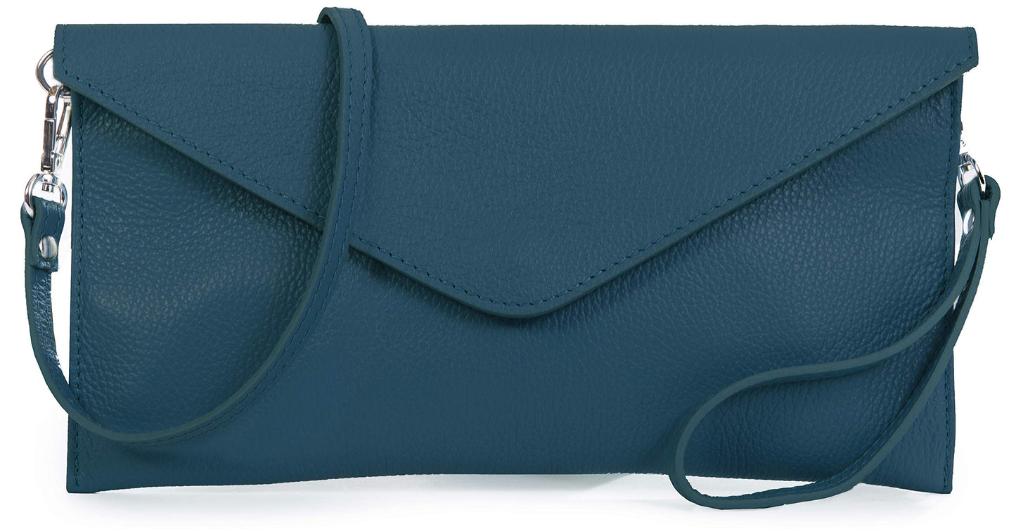 Thea - Genuine Italian Leather Clutch, Crossbody & Wristlet Bag Handmade in Florence