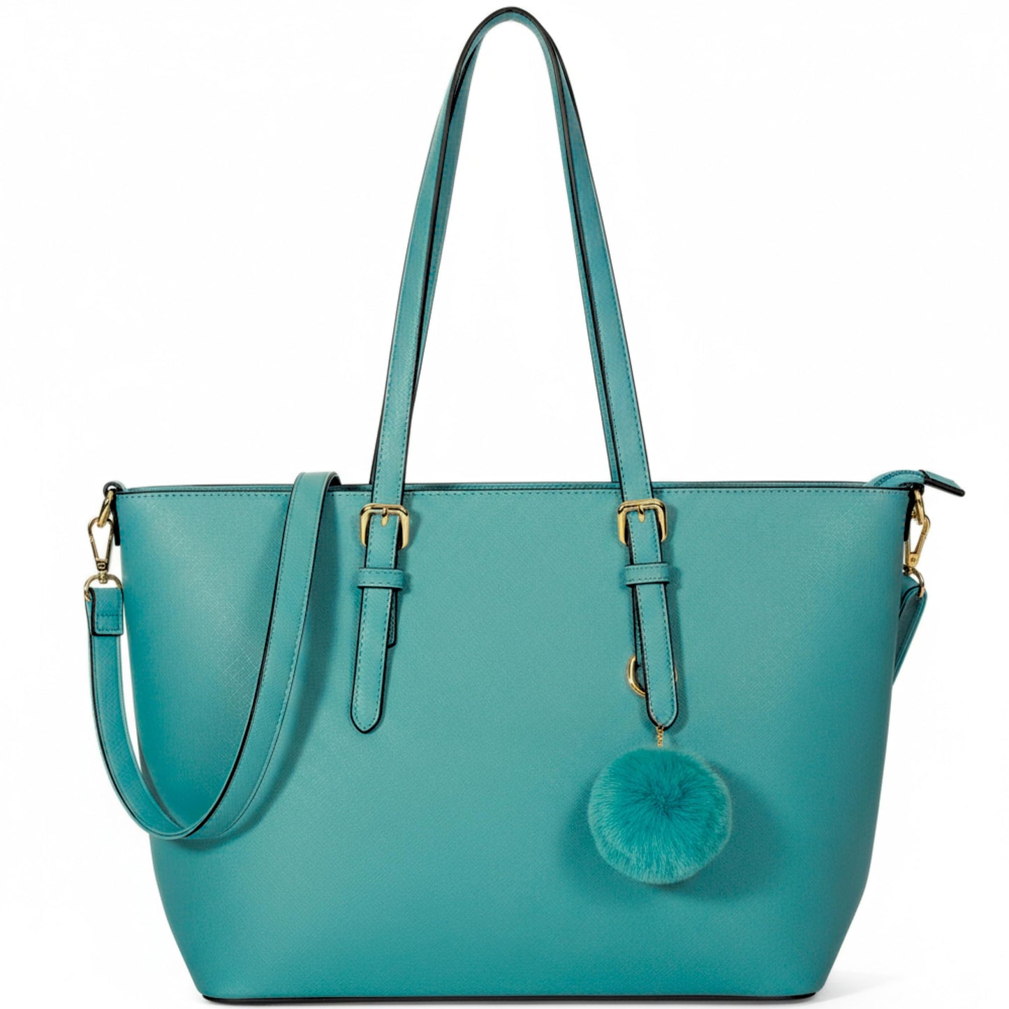 Elora - Sofiana Leather-Look Tote Bag for - Structured Handbag with Pom Pom Charm