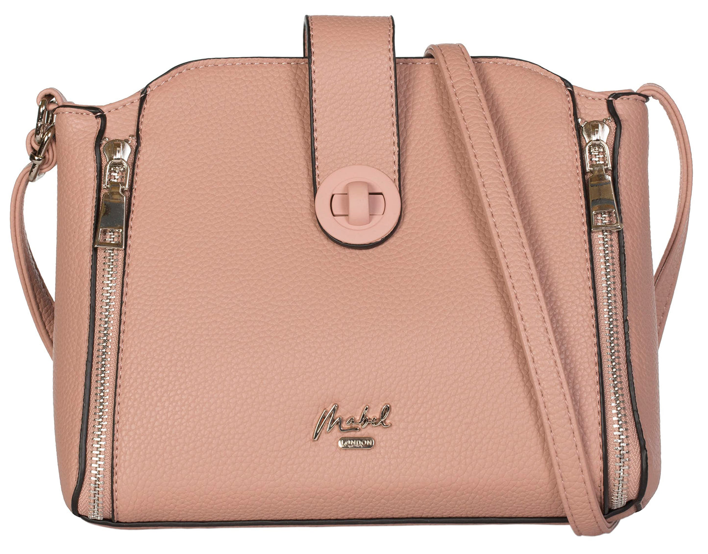 Liz - Vegan Leather Small Crossbody Tote Bag with Twist Lock & Zip Pocket