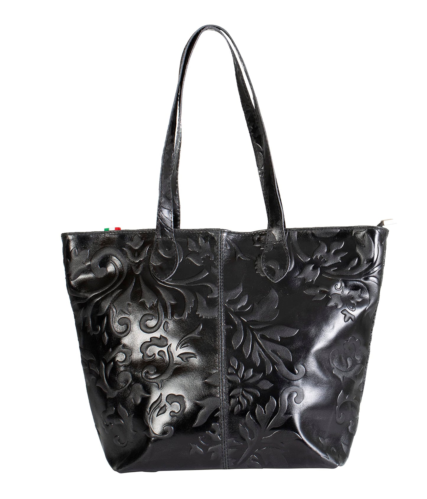 Tia - Genuine Italian Leather Medium Shoulder Bag with Contrast Handles Handmade in Florence