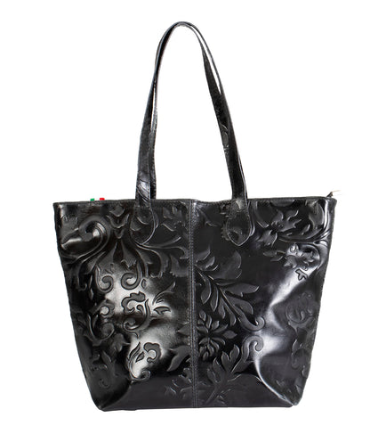 Tia - Genuine Italian Leather Medium Shoulder Bag with Contrast Handles Handmade in Florence