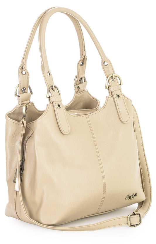 Amelia - Large Vegan Leather Shoulder Tote with Zip Closure & Spacious Organised Interior