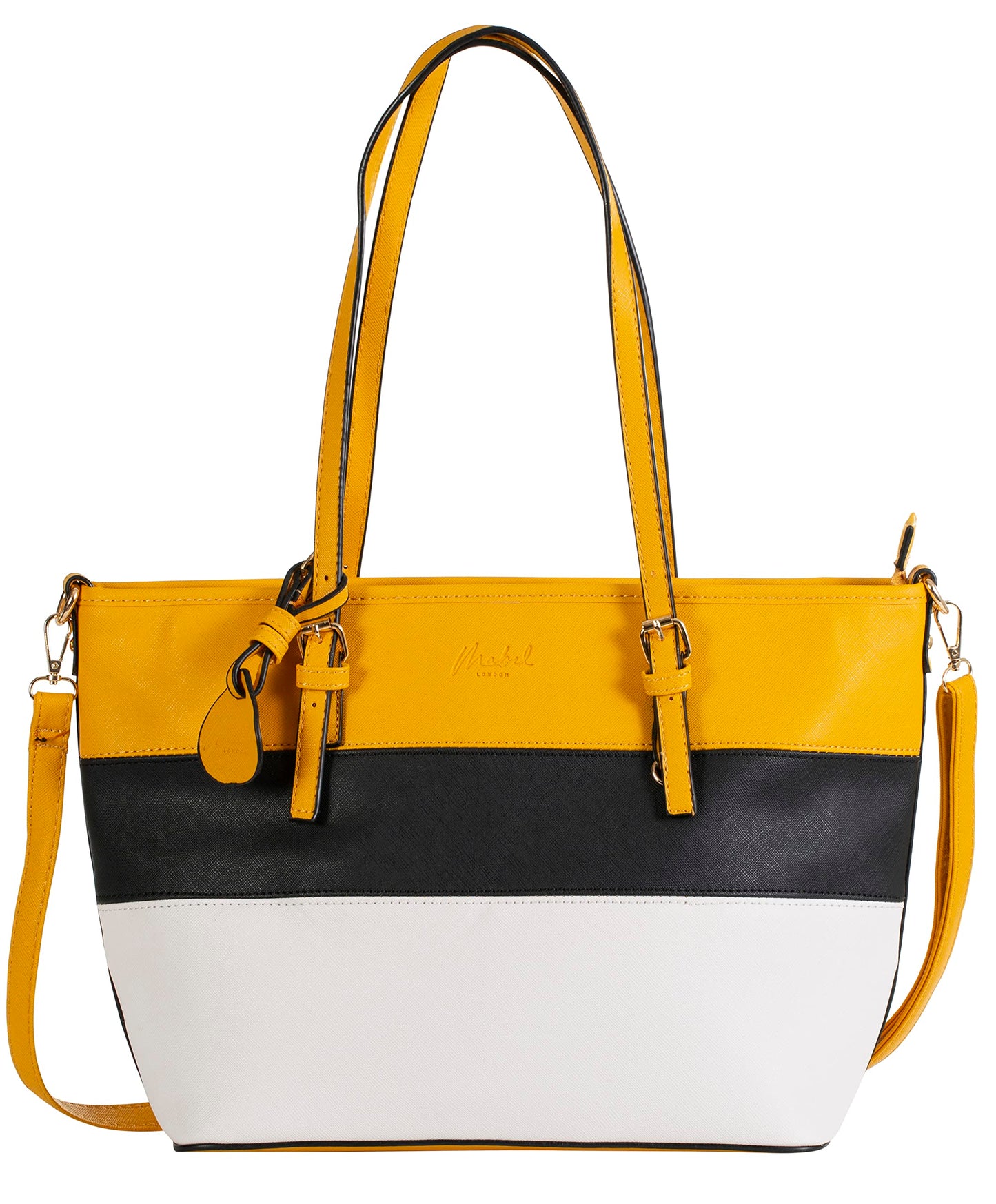 Sadie - Vegan Leather Multicolour Tote Shoulder Bag with Compartments & Zip Closure