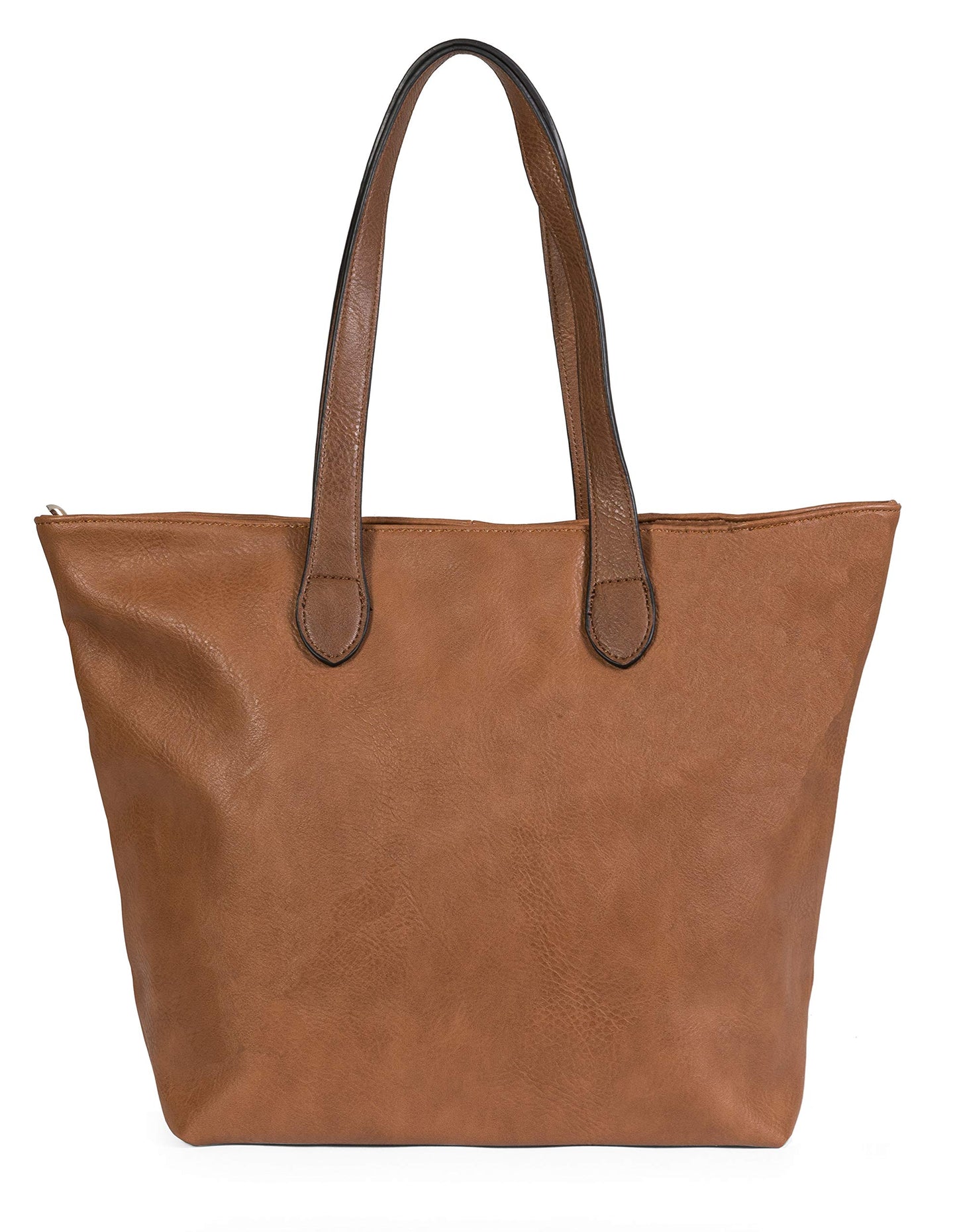 Brook - Medium Vegan Leather Shoulder Tote Bag with Zip Closure & Lightweight Design