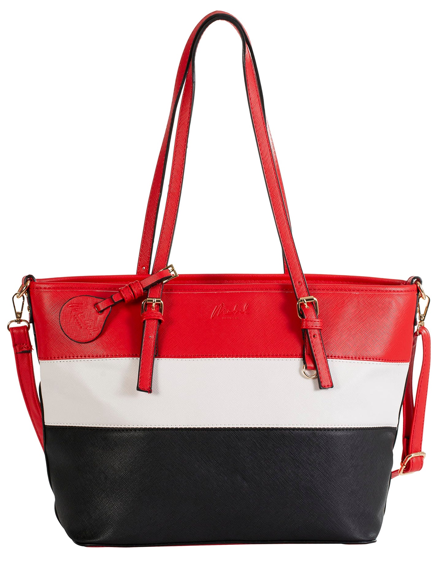 Sadie - Vegan Leather Multicolour Tote Shoulder Bag with Compartments & Zip Closure