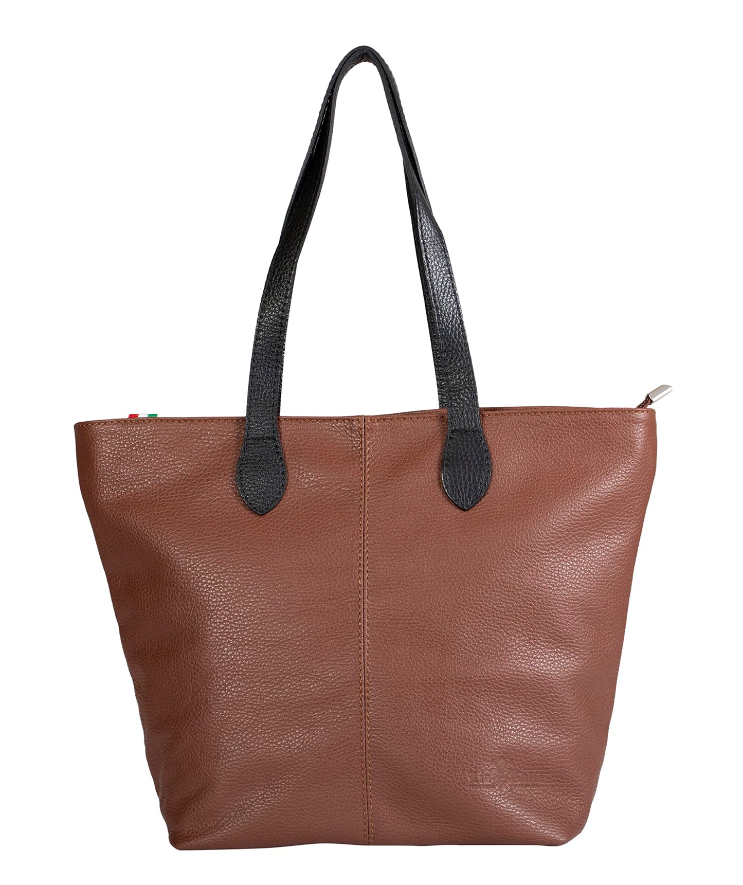 Tia - Genuine Italian Leather Medium Shoulder Bag with Contrast Handles Handmade in Florence