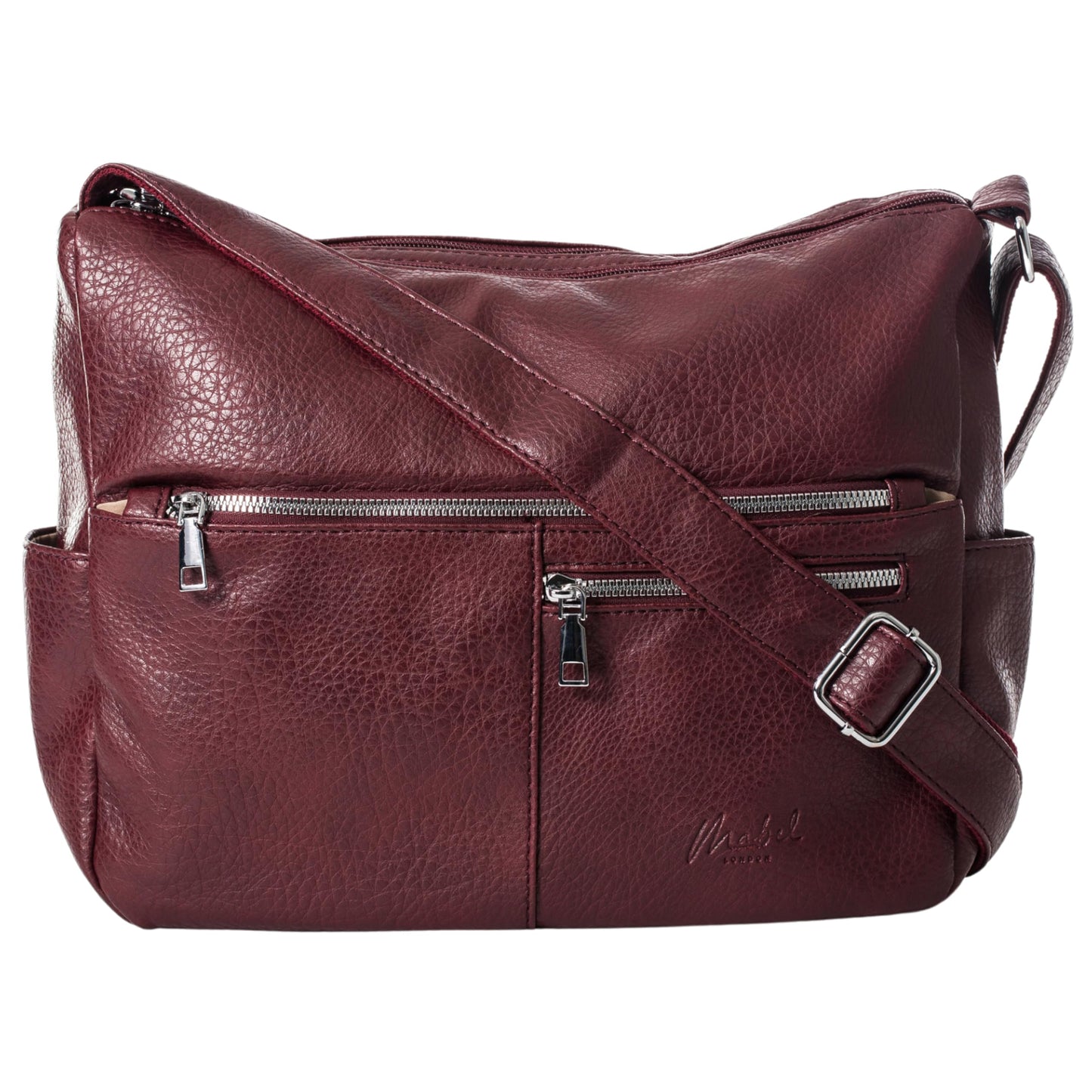 Krissy - Medium Vegan Leather Crossbody Shoulder Bag with Triple Zip Compartments