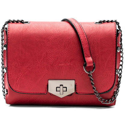 Peri - Vegan Leather Chain Strap Shoulder & Crossbody Bag with Studded Detail