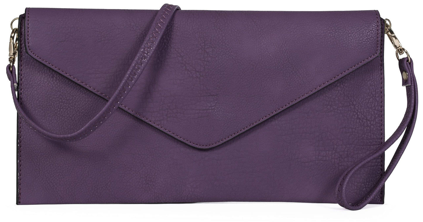 Piper - Vegan Leather Clutch Wristlet with Detachable Strap, Evening Purse Bag