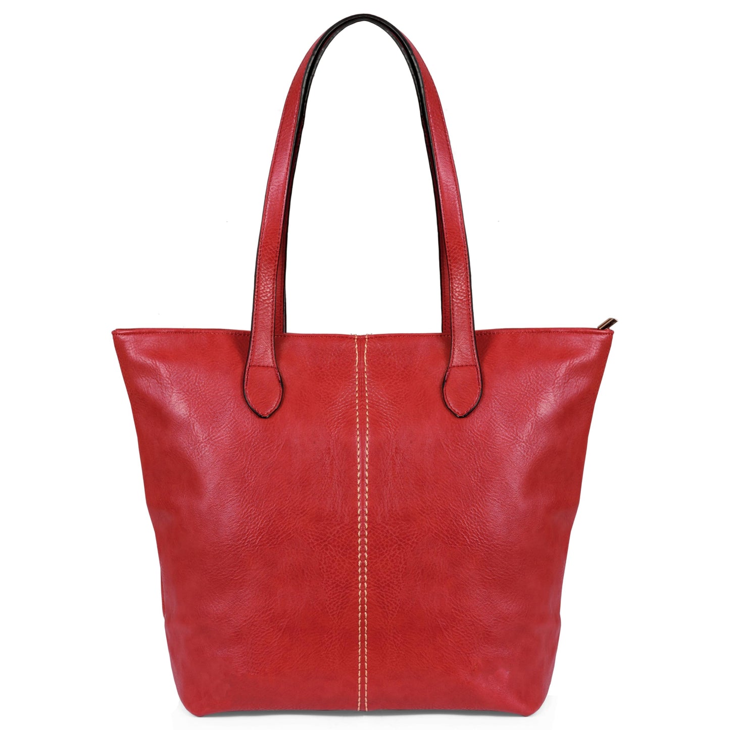 Angela - Large Vegan Leather Shoulder Tote Bag with Zip Closure & Lightweight Design