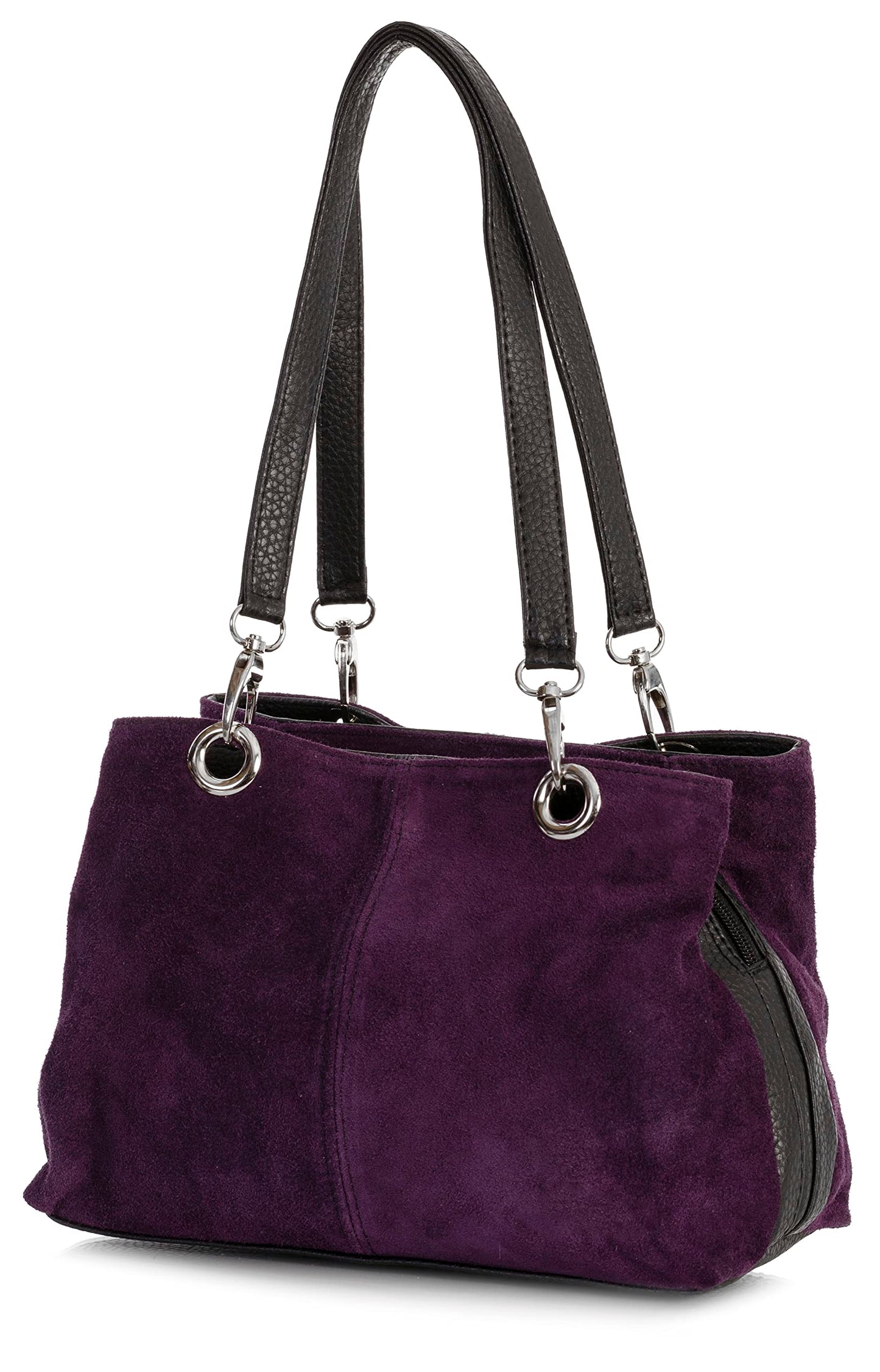 Holly - Genuine Italian Suede Leather Small Top Handle Bag Handmade in Florence Tuscany