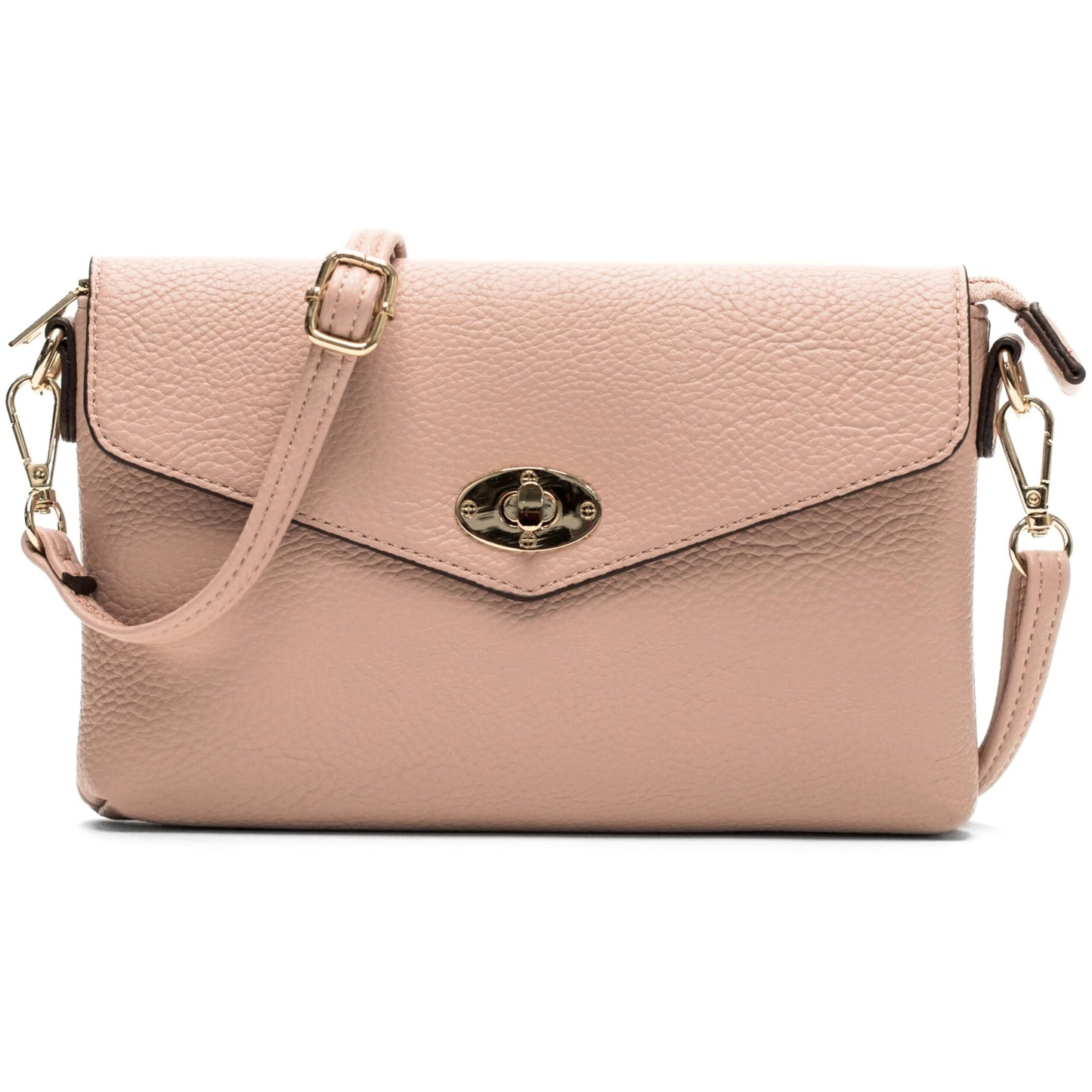 Mira - Small Vegan Leather Crossbody Clutch Bag with Twist Lock & Zip Closure