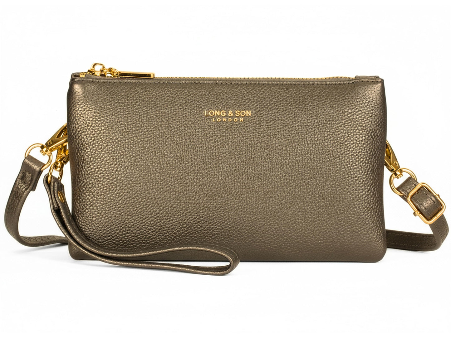 Ann - Small Vegan Leather Mini Crossbody Pouch Purse with Zip Closure & Strap