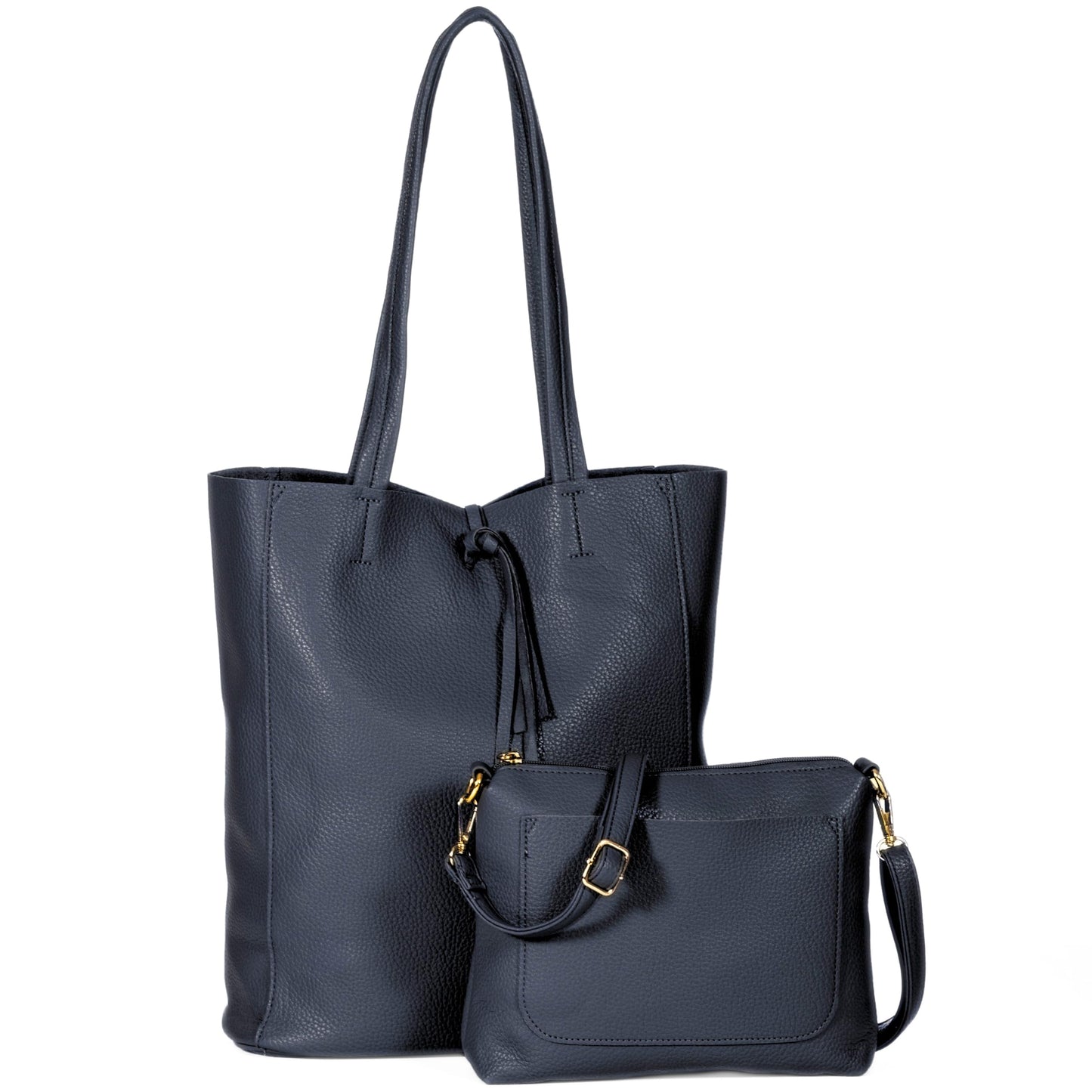 Alia - Large Vegan Leather Slouch Tote Bag with Second Crossbody for Everyday Versatility