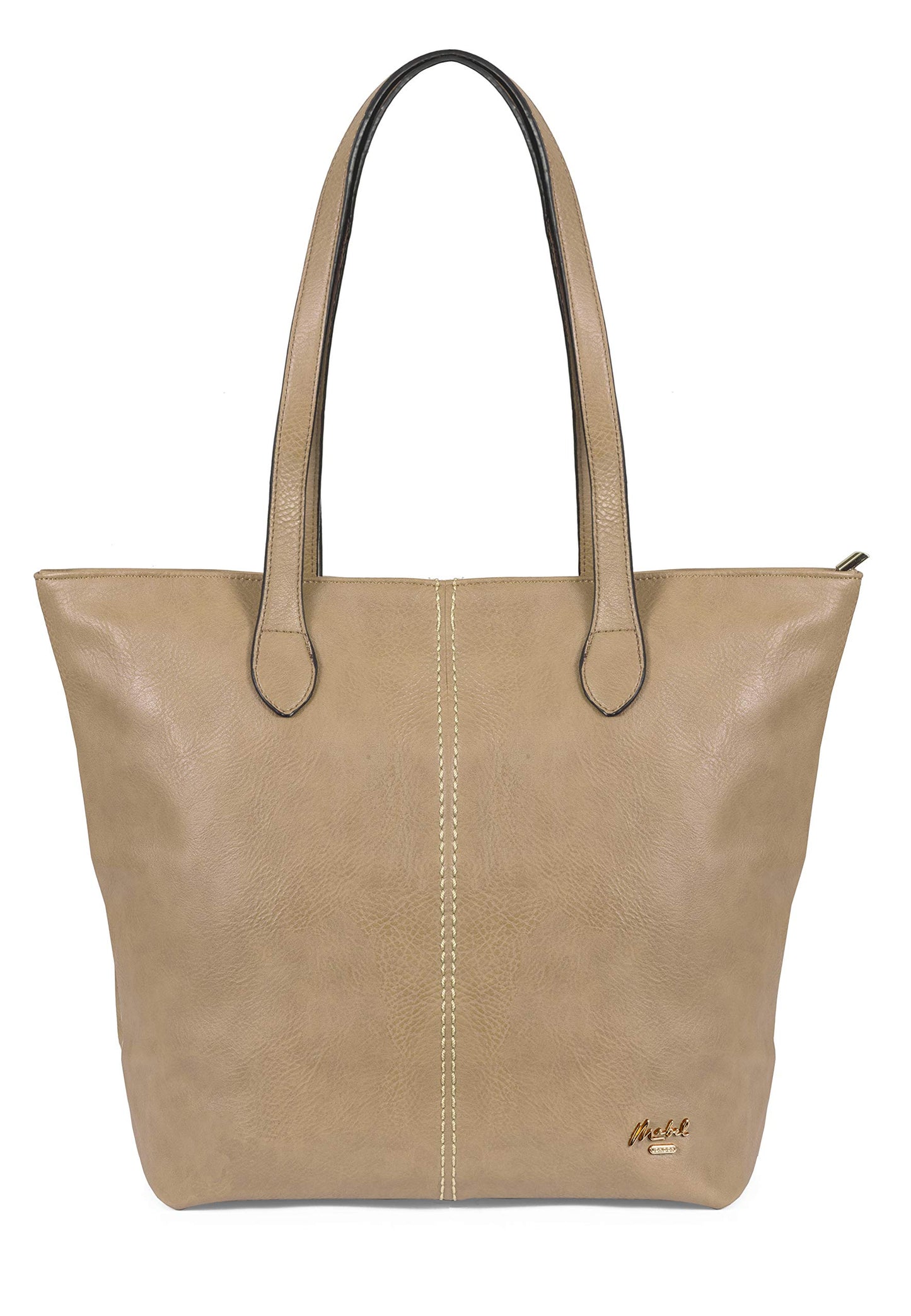 Angela - Large Vegan Leather Shoulder Tote Bag with Zip Closure & Lightweight Design
