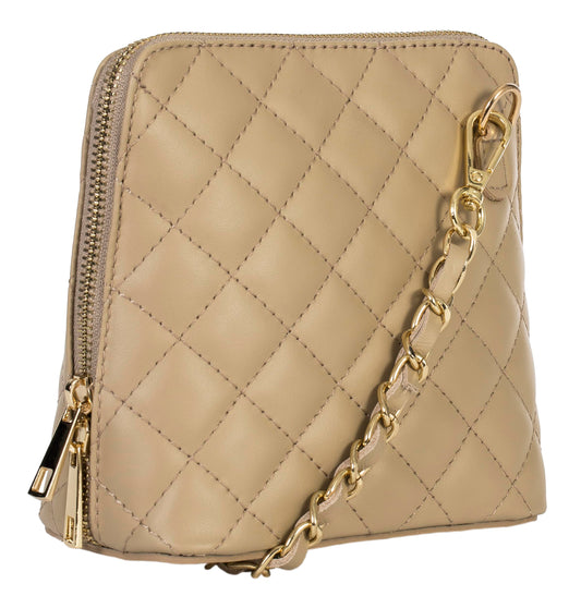 Abby - Genuine Italian Quilted Leather Small Crossbody Bag Handmade in Florence Tuscany