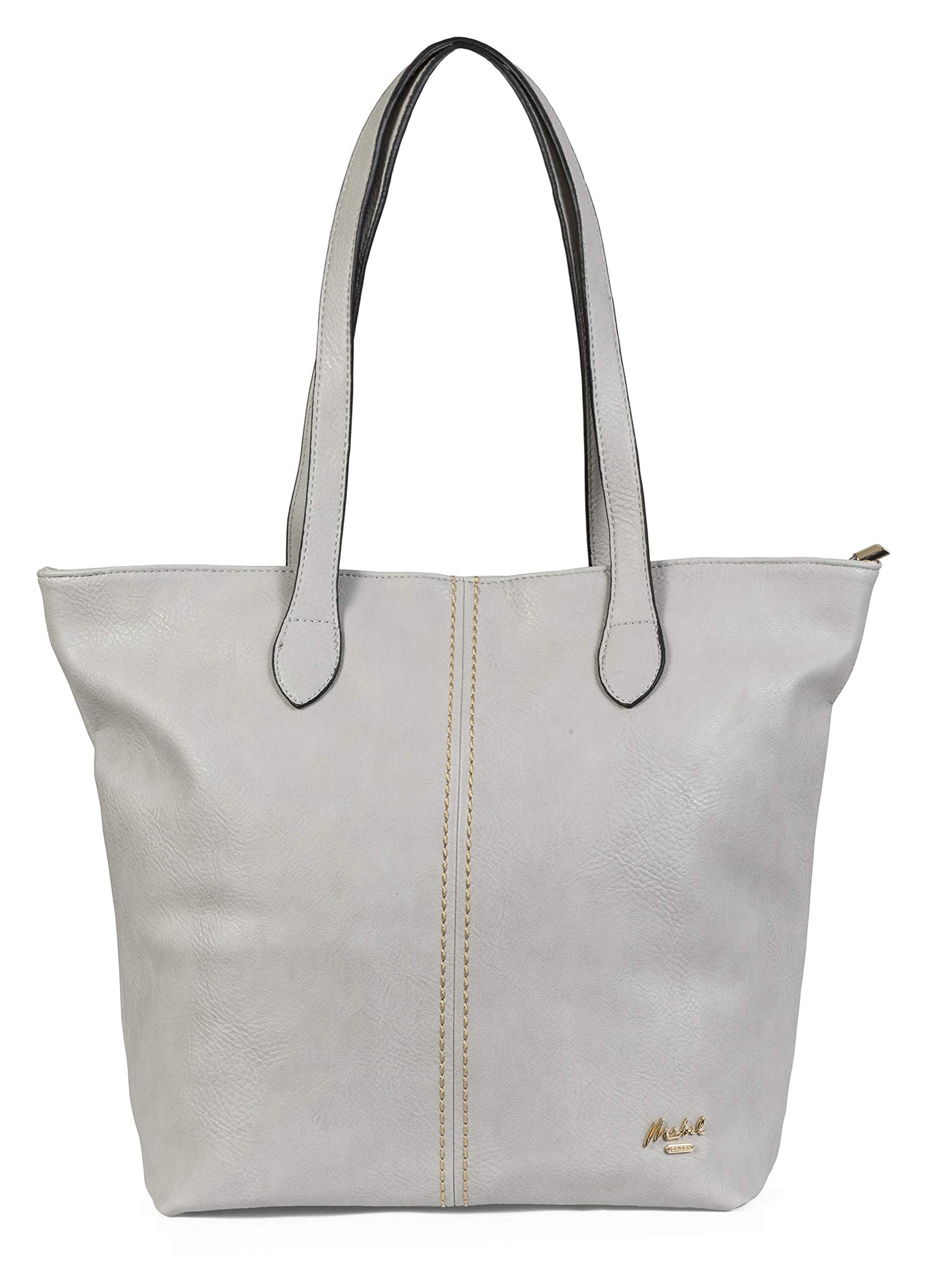 Angela - Large Vegan Leather Shoulder Tote Bag with Zip Closure & Lightweight Design
