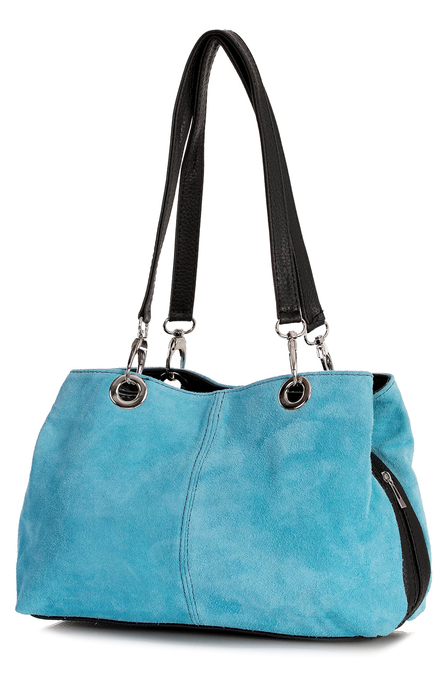 Holly - Genuine Italian Suede Leather Small Top Handle Bag Handmade in Florence Tuscany