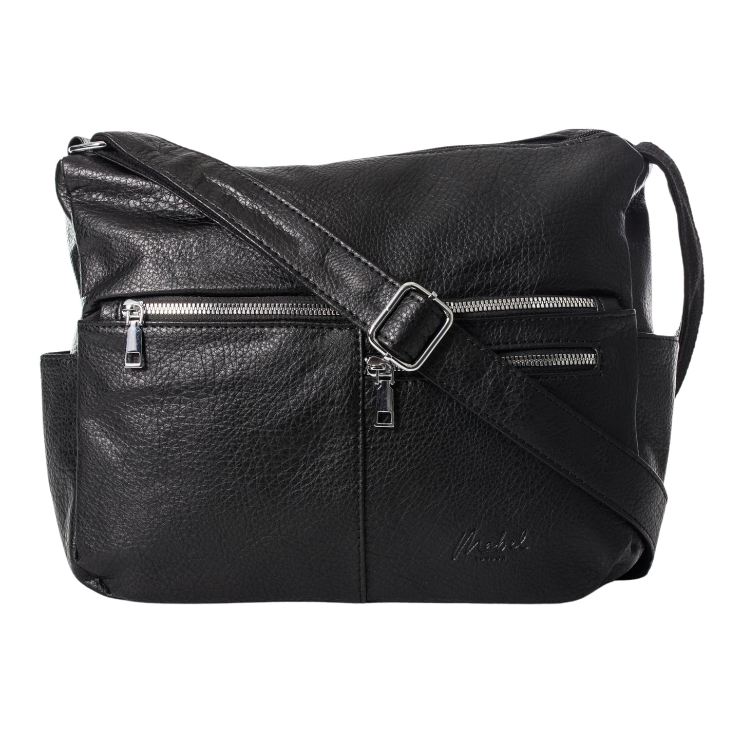 Krissy - Medium Vegan Leather Crossbody Shoulder Bag with Triple Zip Compartments