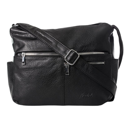 Krissy - Medium Vegan Leather Crossbody Shoulder Bag with Triple Zip Compartments