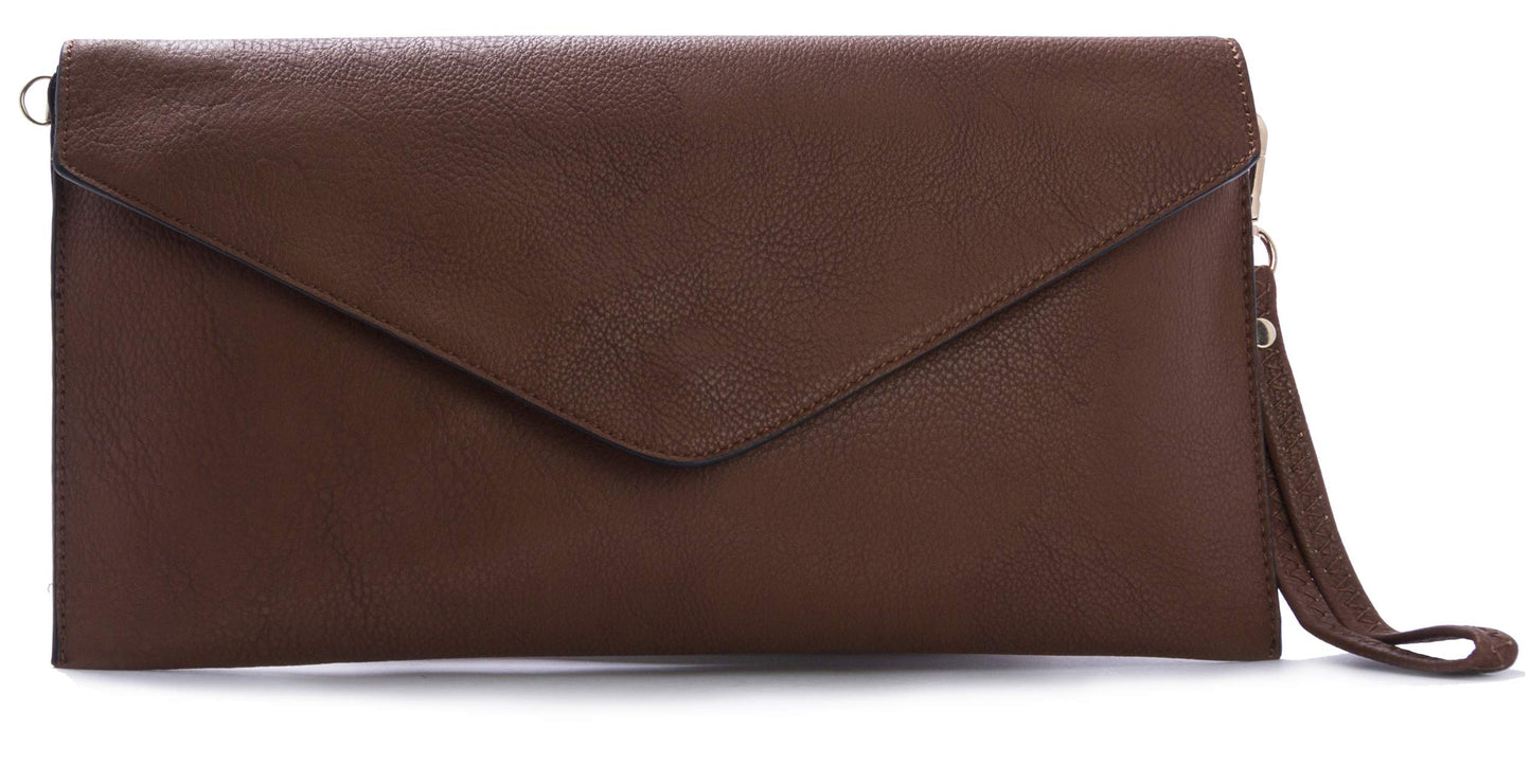 Piper - Vegan Leather Clutch Wristlet with Detachable Strap, Evening Purse Bag