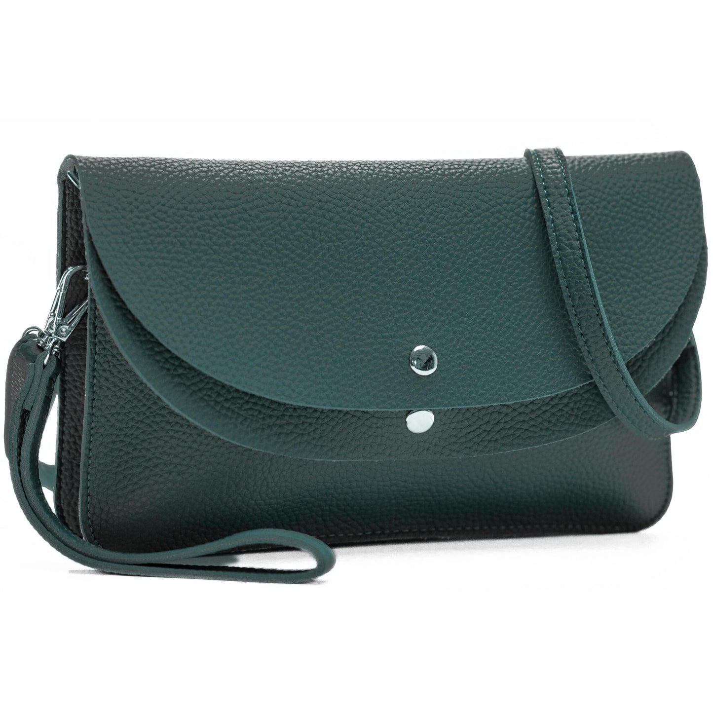 Lilly - Small 3-in-1 Vegan Leather Wristlet Clutch Crossbody Bag with Silver Hardware