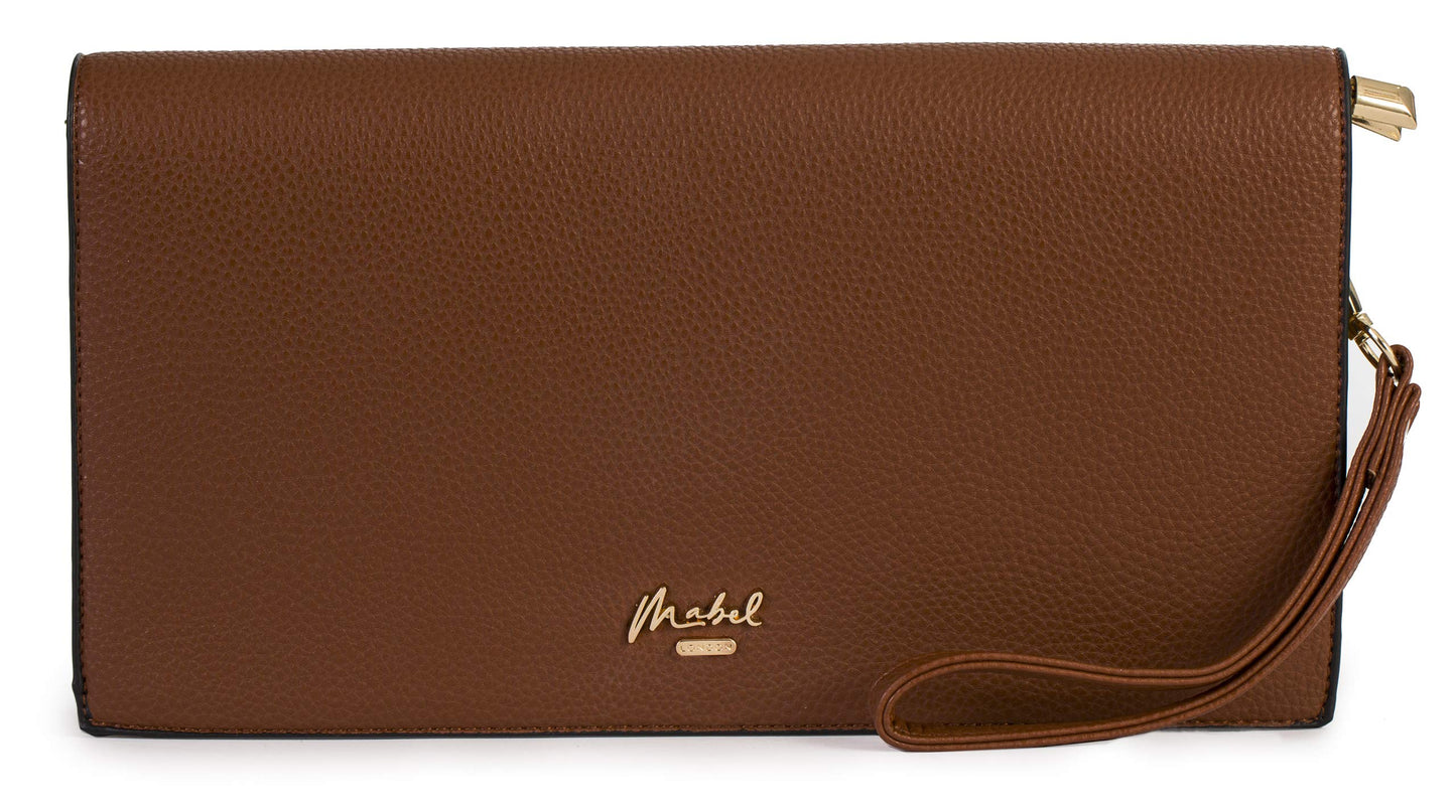 Eva - Vegan Leather Wristlet Clutch with Multiple Compartments & Detachable Strap