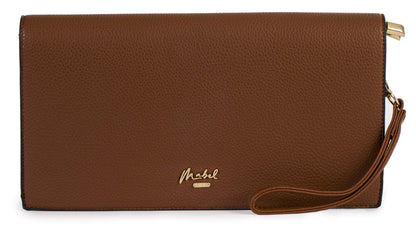 Eva - Vegan Leather Wristlet Clutch with Multiple Compartments & Detachable Strap