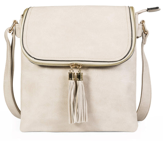 Polly - Medium Vegan Leather Shoulder Tote Bag with Zip Closure & Everyday Design