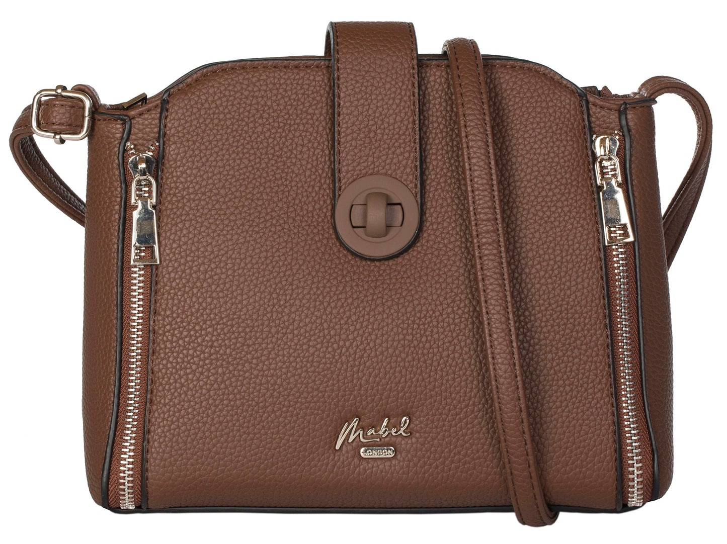 Liz - Vegan Leather Small Crossbody Tote Bag with Twist Lock & Zip Pocket