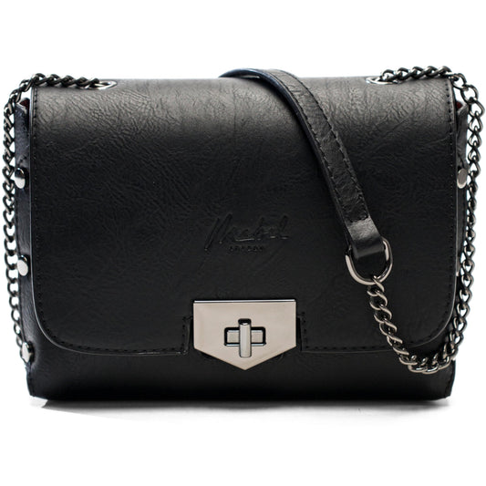 Peri - Vegan Leather Chain Strap Shoulder & Crossbody Bag with Studded Detail