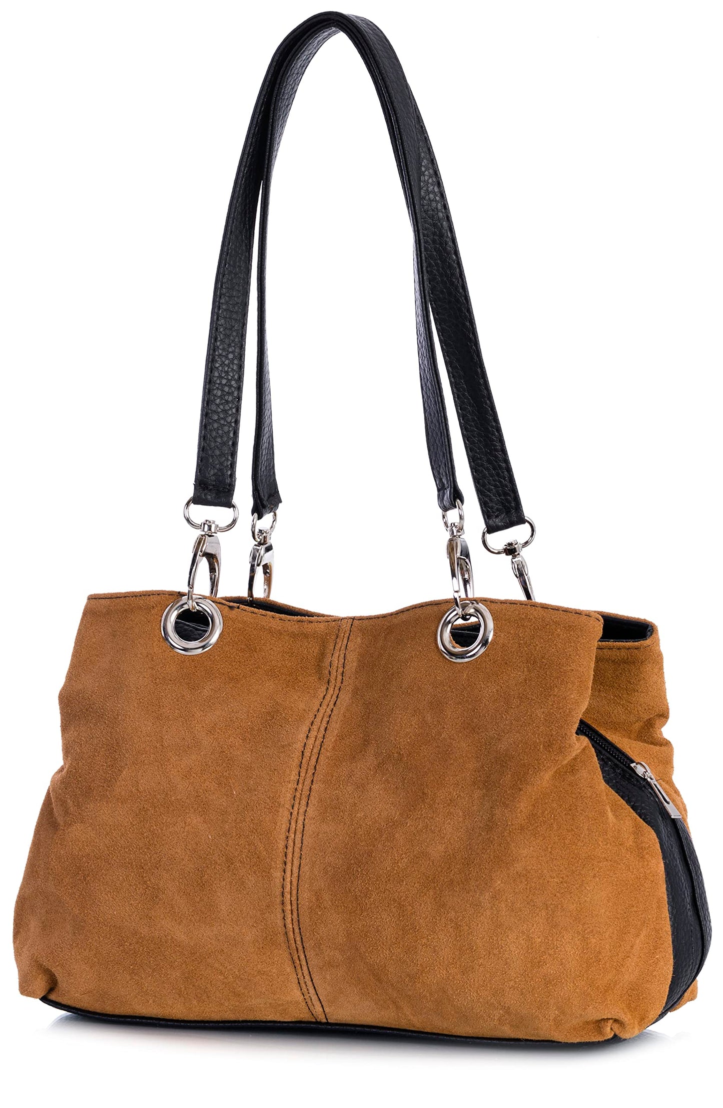 Holly - Genuine Italian Suede Leather Small Top Handle Bag Handmade in Florence Tuscany