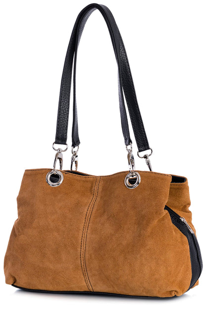 Holly - Genuine Italian Suede Leather Small Top Handle Bag Handmade in Florence Tuscany