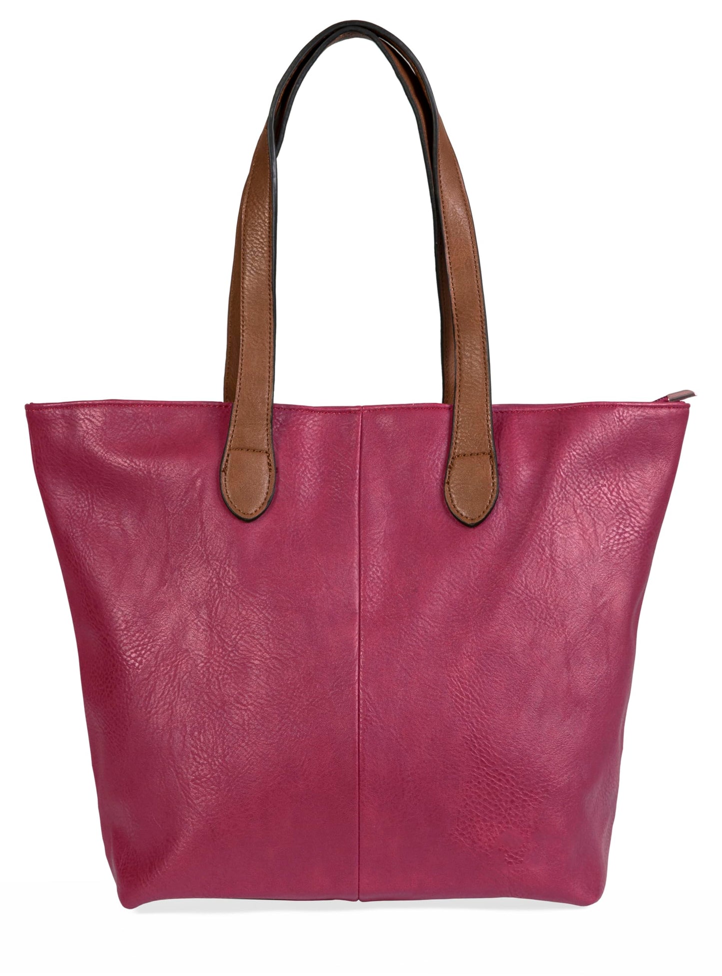 Brook - Medium Vegan Leather Shoulder Tote Bag with Zip Closure & Lightweight Design