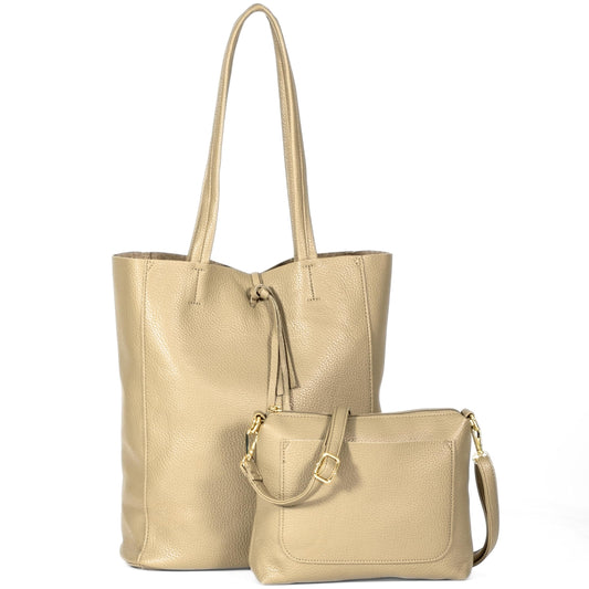 Alia - Large Vegan Leather Slouch Tote Bag with Second Crossbody for Everyday Versatility