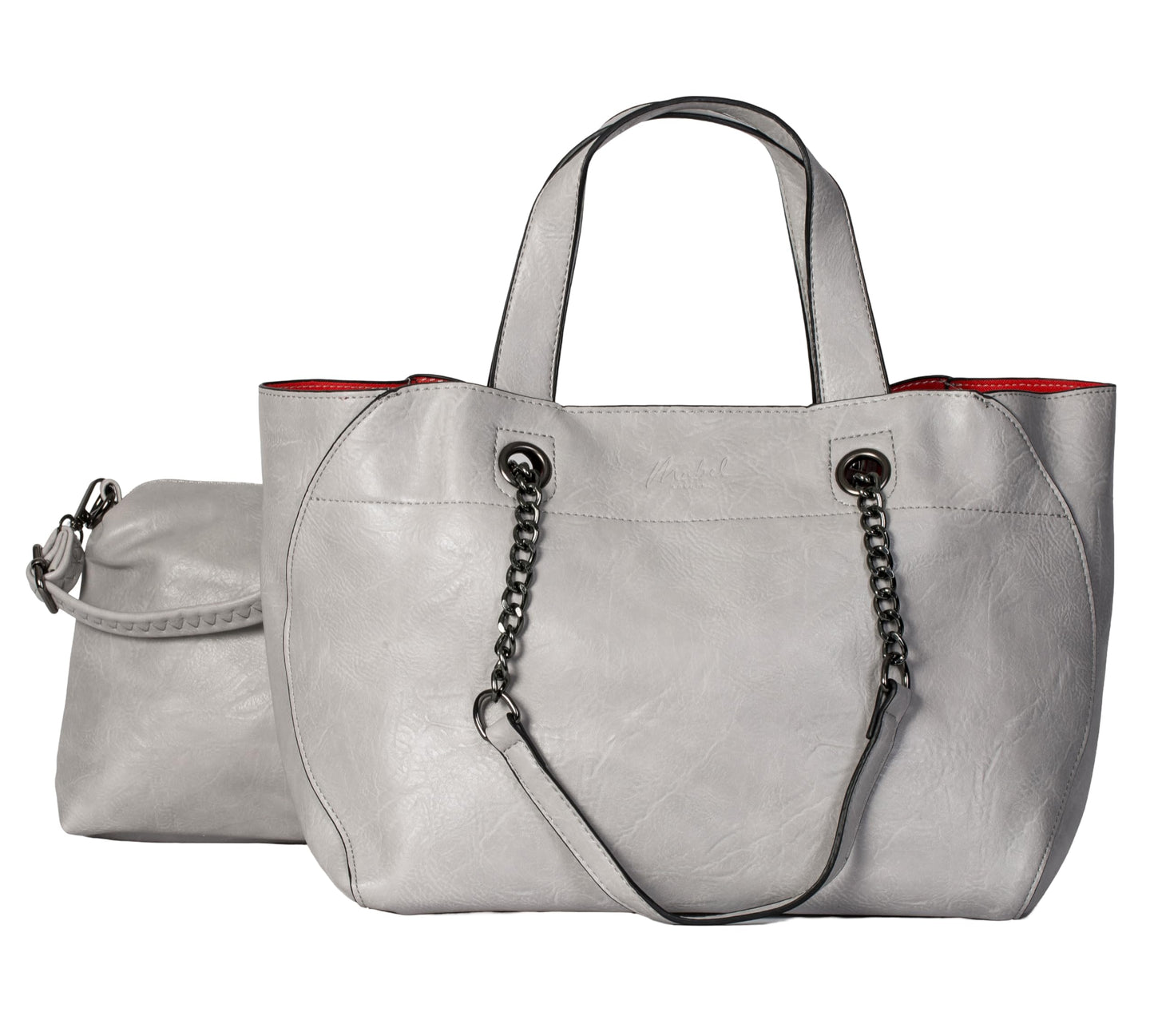 Lillian - Large Vegan Leather Dual-Look Tote Satchel Shoulder Bag with Zip Closure