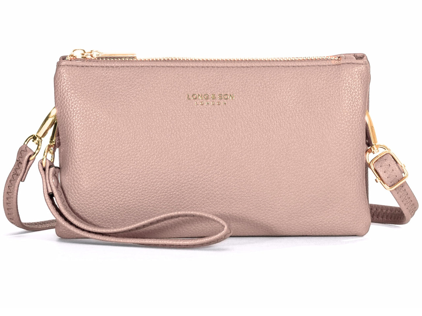 Ann - Small Vegan Leather Mini Crossbody Pouch Purse with Zip Closure & Strap