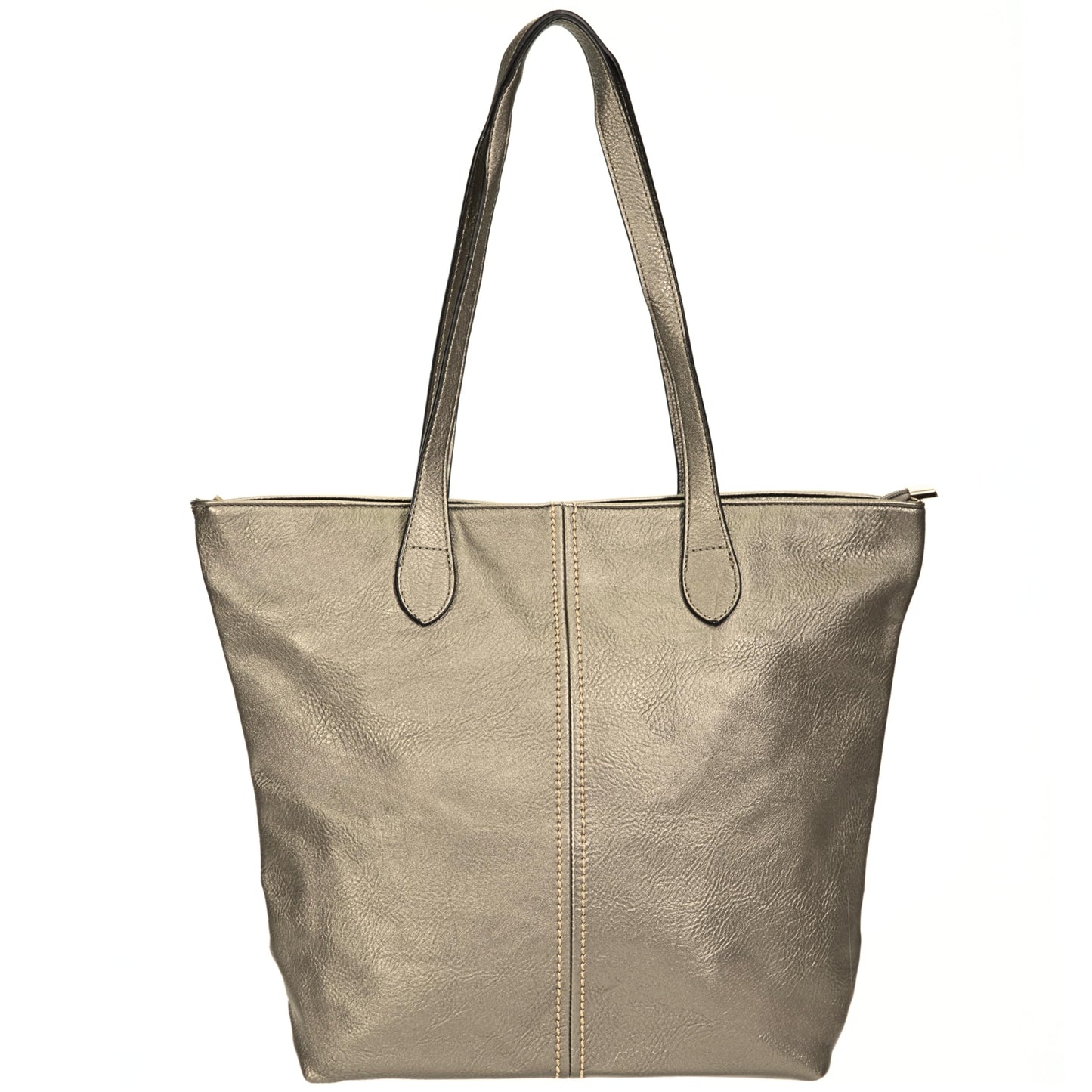 Angela - Large Vegan Leather Shoulder Tote Bag with Zip Closure & Lightweight Design
